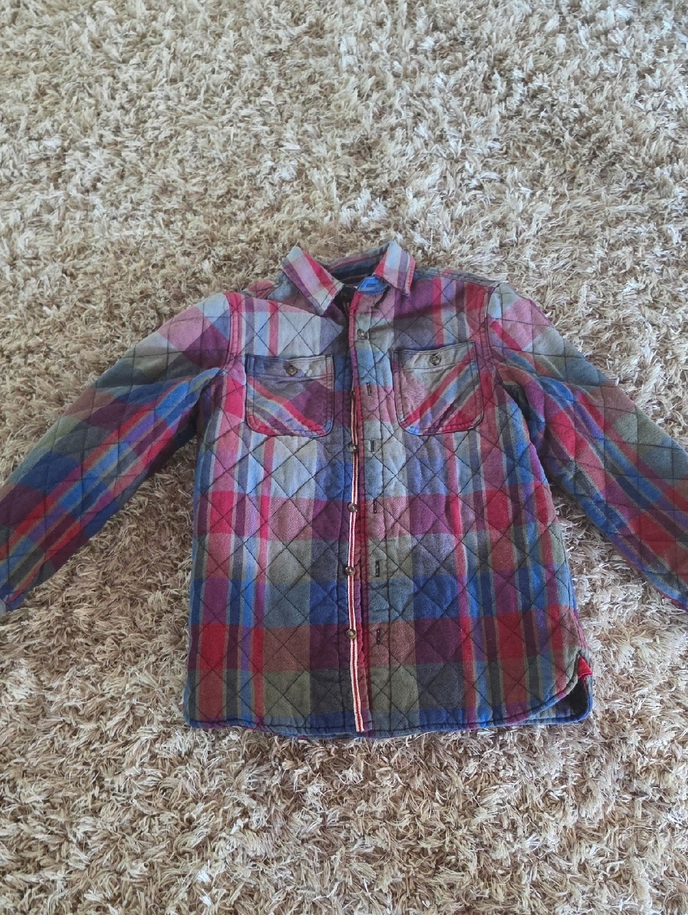 Cat & Jack Quilted Plaid Jacket in Red, Blue & Green